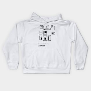 Le Corbusier Notre Dame du Haut Building Black Outline Kids Hoodie